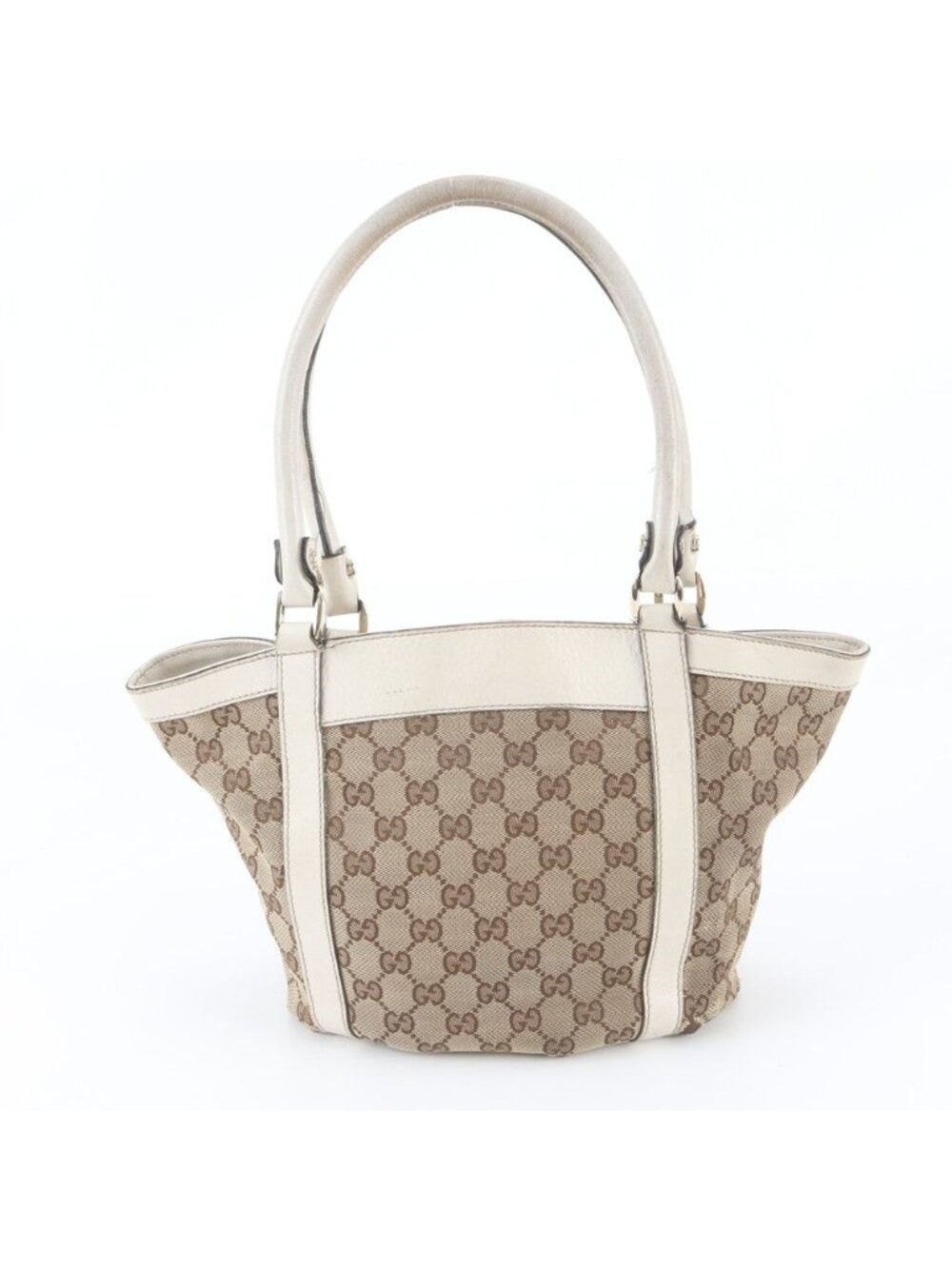 Gucci GG Canvas Abbey Leather Tote Bag Shoulder Hand Gold - Picture 3 of 9